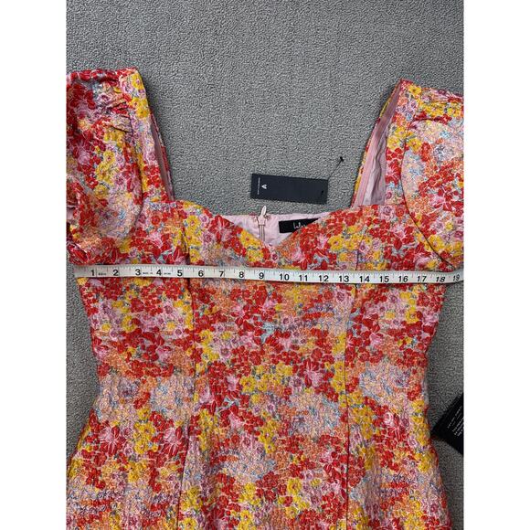 NWT Lulus Sweetest Essence Blush Floral Jacquard Pull Sleeve Mini Dress Size XL - Picture 9 of 12